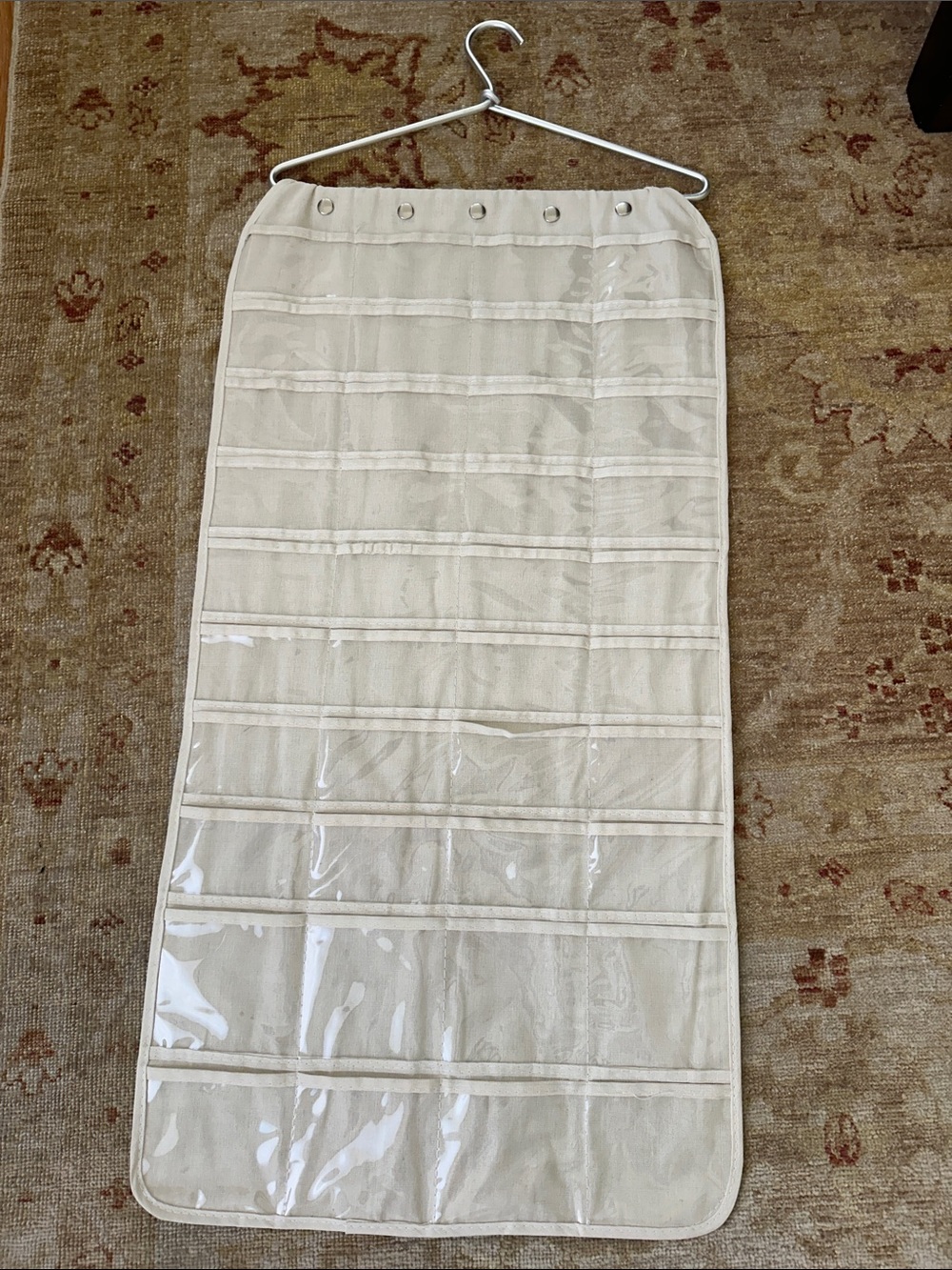 Beige Hanging Pocket Skirt Organizer - Neutral Storage Solution